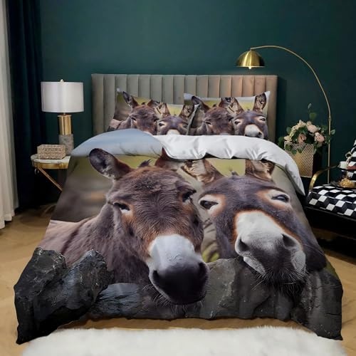 XCQHZYQ Bettbezug 135 x 200 cm Tier Esel Bettwäsche-Sets Mikrofaser Weiche Bettwäsche für Jugendliche Kinder Einzelbett Modern Schlafzimmer Dekor Bettbezug von XCQHZYQ