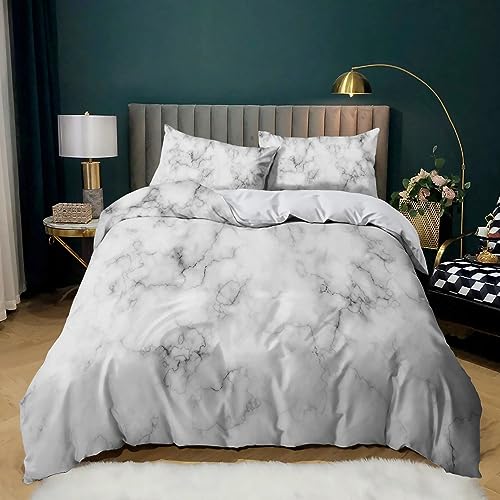 XCQHZYQ Bettbezug 155x220 cm Cremefarbener Marmor Bettwäsche Set Weiche Atmungsaktive Hypoallergen für Jugendliche Einzelbett mit Reißverschluss und Kissenbezug 80x80 cm von XCQHZYQ