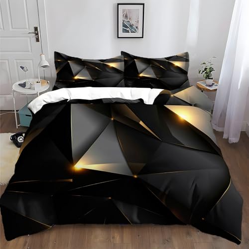 XCQHZYQ Bettbezug Set 180x200 cm Geometrische Dreidimensionale Linien 3 Teilig Bettwäsche Bettbezüge Polyester Baumwolle Bettbezug mit Reißverschluss und 2 Kissenbezug 80x80 cm von XCQHZYQ