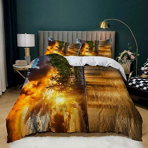 XCQHZYQ Bettwäsche 135x200 3teilig Sonnenuntergangslandschaft 3D Motiv Bettwäsche Set Aesthetic Microfaser Modern Bettbezüge und 2 Kissenbezüge 80x80 cm von XCQHZYQ