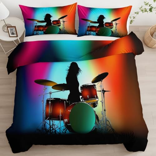 XCQHZYQ Bettwäsche 220x240 3teilig Bettdeckenbezug - Bettwäsche Set Musikthema Schlagzeug mit 2 Kissenbezügen 80x80 cm, Mikrofaser Bettbezug 3er Set, Bügelfrei Weich, Bunt XCQHZYQ Bettwäsche 220x240 3teilig Bettdeckenbezug - Bettwäsche Set Musikthema Schlagzeug mit 2 Kissenbezügen 80x80 cm, Mikrofaser Bettbezug 3er Set, Bügelfrei Weich, Bunt von XCQHZYQ