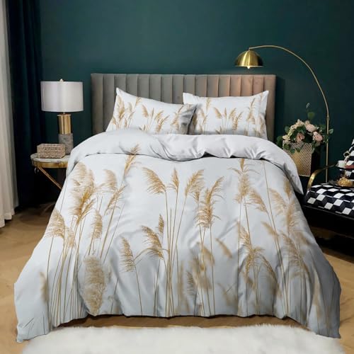 XCQHZYQ Bettwäsche Set 135x200 cm Schilf 3teilig Bettbezug Allergiker Weich Bügelfrei Microfaser, Kinderbettwäsche für Jungen Mädchen Teens Einzelbett von XCQHZYQ