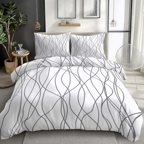 XCQHZYQ Bettwäsche-Sets Geometrische Linien Bettwäsche 200x200 cm Weiche Mikrofaser Allergiker 3 Teilig Bettbezug mit Reißverschluss für Teenager Erwachsene XCQHZYQ Bettwäsche-Sets Geometrische Linien Bettwäsche 200x200 cm Weiche Mikrofaser Allergiker 3 Teilig Bettbezug mit Reißverschluss für Teenager Erwachsene von XCQHZYQ