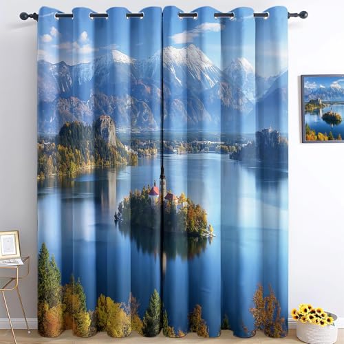 XCQHZYQ Gardinen Blickdicht 2er Set Bleder See Inseln Berge Naturlandschaft H 245 x B 140 cm Vorhang Verdunklungsvorhänge, Thermovorhang Kälteschutz, Gardinen mit Ösen, Schallschutz Vorhang XCQHZYQ Gardinen Blickdicht 2er Set Bleder See Inseln Berge Naturlandschaft H 245 x B 140 cm Vorhang Verdunklungsvorhänge, Thermovorhang Kälteschutz, Gardinen mit Ösen, Schallschutz Vorhang von XCQHZYQ