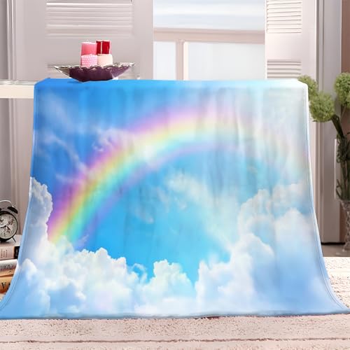 XCQHZYQ Kuscheldecke Blauer Himmel Regenbogen 180x200 cm Wohndecke Flauschig Decke Weiche Sofadecke Mikrofaser Fleecedecke Warm Langlebig als Couchdecke Bettüberwurf von XCQHZYQ