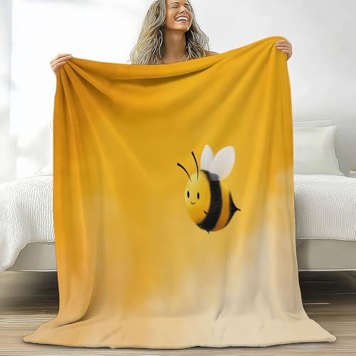 XCQHZYQ Kuscheldecke Flauschig Decke 180x220 cm, Fleecedecke Wohndecke Gelb Blanket Weich Warme Flauschig als Sofadecke Couchdecke Tagesdecke Decor, Cartoon Süße Biene von XCQHZYQ