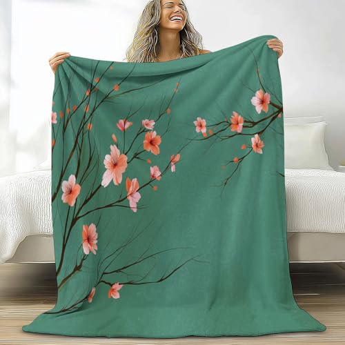 XCQHZYQ Kuscheldecke Flauschig Decke Orientalisch Pfirsichblüten Zweige, Fleecedecke Wohndecken Warm Sherpa Sofaüberwurf Grün Flauschig Überwurf Tagesdecke für Bett Sofa Schlafzimmer Büro, 150x200 cm XCQHZYQ Kuscheldecke Flauschig Decke Orientalisch Pfirsichblüten Zweige, Fleecedecke Wohndecken Warm Sherpa Sofaüberwurf Grün Flauschig Überwurf Tagesdecke für Bett Sofa Schlafzimmer Büro, 150x200 cm von XCQHZYQ