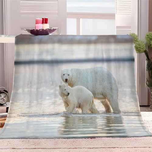 XCQHZYQ Kuscheldecke Flauschig Eisbär 180x200 cm Weiche Warme Fleecedecke als Decke Sofa, Wohndecke Couchdecke überwurf, Decke für Couch und Bett von XCQHZYQ