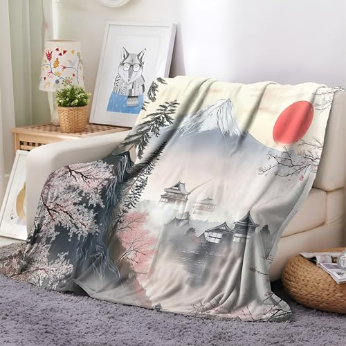 XCQHZYQ Kuscheldecke Flauschig Japanische Schneegebirgslandschaft 150x200 cm Dicke Warme Sofadecke Wohndecke für Herbst und Winter, Groß Sherpa Decke Couchdecke Überwurf Fleecedecke von XCQHZYQ