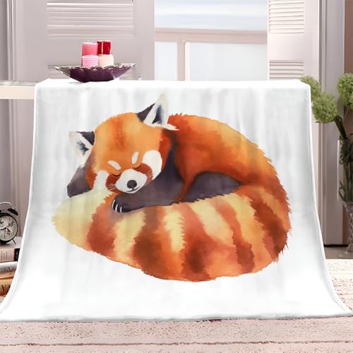 XCQHZYQ Kuscheldecke für Kinder Aquarellmalerei Roter Roter Panda 200x200 cm Decke Fleecedecke Sofadecke Kinderdecke, Superweiche Flanell Wohndecke Geschenke für Jungen Mädchen von XCQHZYQ