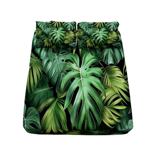 XCQHZYQ Spannbettlaken 90x200 cm Tropischer Dschungel Lässt Grün Kinder Spannbetttuch Baby Spannbetttuch, Weich Mikrofaser Spannbettlaken für Babybett Kinderbett mit 2 Kissenbezügen 80x80cm XCQHZYQ Spannbettlaken 90x200 cm Tropischer Dschungel Lässt Grün Kinder Spannbetttuch Baby Spannbetttuch, Weich Mikrofaser Spannbettlaken für Babybett Kinderbett mit 2 Kissenbezügen 80x80cm von XCQHZYQ
