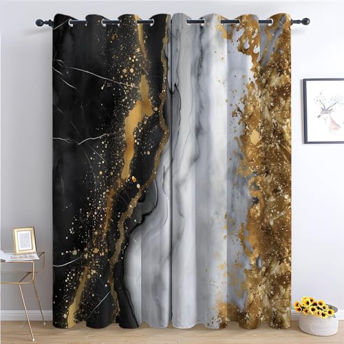 XCQHZYQ Verdunklungsvorhang H 280 x B 140 cm Marmor-Gold-Muster 2er Set Weiche Blickdichte Gardinen mit Ösen, Thermovorhang Verdunklungsvorhänge für Deko Schlafzimmer XCQHZYQ Verdunklungsvorhang H 280 x B 140 cm Marmor-Gold-Muster 2er Set Weiche Blickdichte Gardinen mit Ösen, Thermovorhang Verdunklungsvorhänge für Deko Schlafzimmer von XCQHZYQ