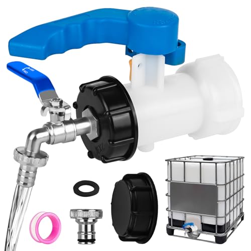 IBC Adapter Kugelhahn, IBC Container Klappenhahn DN40 62mm, IBC Tank Zubehör Tank Ablasshahn, mit 3/4 Zoll Wasserhahn,Absperrhahn Auslaufhahn Klappenhahn für IBC Container, Wassertank, Regentonne IBC Adapter Kugelhahn, IBC Container Klappenhahn DN40 62mm, IBC Tank Zubehör Tank Ablasshahn, mit 3/4 Zoll Wasserhahn,Absperrhahn Auslaufhahn Klappenhahn für IBC Container, Wassertank, Regentonne von XCRPRT