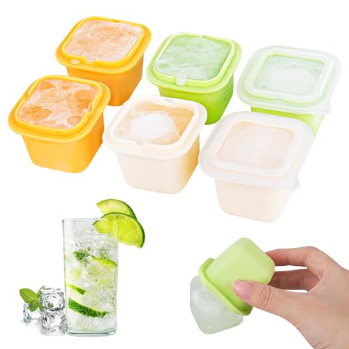 XCRPRT Eiswürfelform Silikon Eiswürfelbehälter Mit Deckel Eiswürfelformen Eiswürfelschalen Ice Cube Tray Große Quadratische Eiswürfel Klare Eiswürfel Set für Gekühlte Getränke, Whisky und Cocktails von XCRPRT