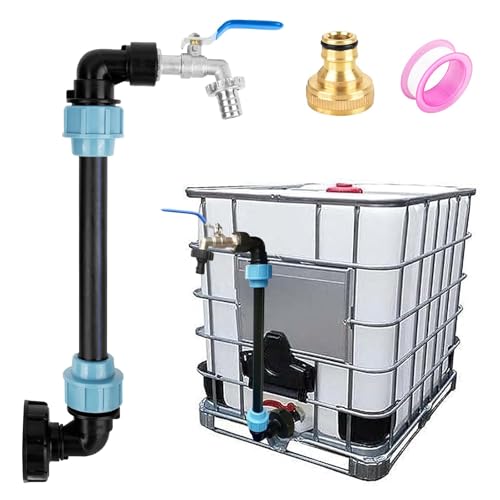 XCRPRT IBC Adapter Mit Schwanenhals Messing Wasserhahn, S60x6 Wasserhahn Absperrhahn 3/4 Zoll Für 1000l Regenwassertank, IBC Tank Zubehör Für Regenwassertank Wasserfaß Regenfass IBC-Container von XCRPRT
