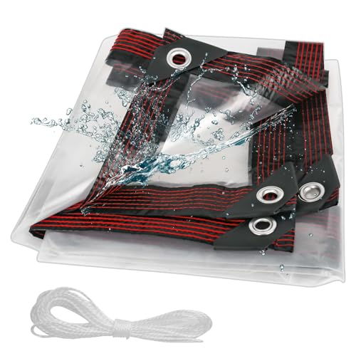 XCRPRT Klare Plane, Wasserdicht, Strapazierfähig, 1 x 2 m, Transparente Plane, Große wasserdichte PVC Abdeckplane mit Ösen und Seil für Garten, Outdoor, Camping, Wohnwagen, Gewächshaus von XCRPRT
