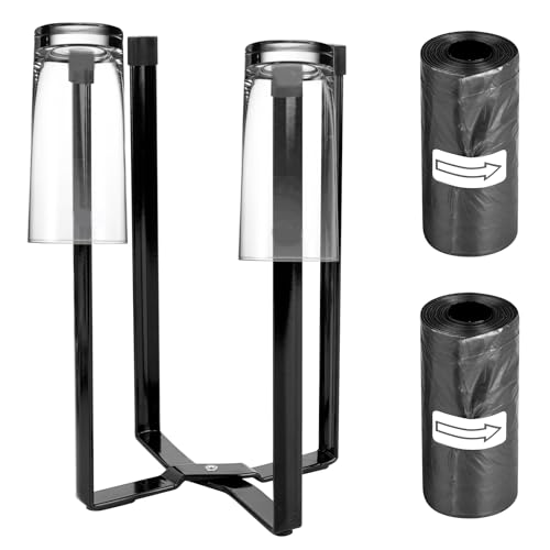 XCRPRT Küchenständer Halter Regal Metallmüllbeutelhalter Multifunktional Arbeitsplatte Tassen Flaschen Trocknung Rack Klappbares für Plastiktüten Flaschen Tassen Regal Müllbeutel von XCRPRT
