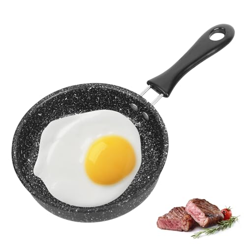 XCRPRT Mini Pfanne Ø 14cm, Bratpfanne Beschichtet Antihaft Klein Pfanne Induktionspfanne Antihaftbeschichtet Spiegeleipfanne Tragbar Eierpfanne Bratpfanne für Camping Kochen Gasherd von XCRPRT