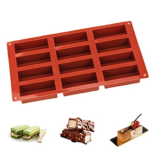 XCSJ Müsliriegel Backform, Riegel Silikonform, Mit 12 Muldensilikon, Gießformen Rechteck, Silikonform Riegel Bpa Frei für Müsliriegel, Energieriegel, Brotbrot, Brownie, Schokolade, Cornbrot von XCSJ