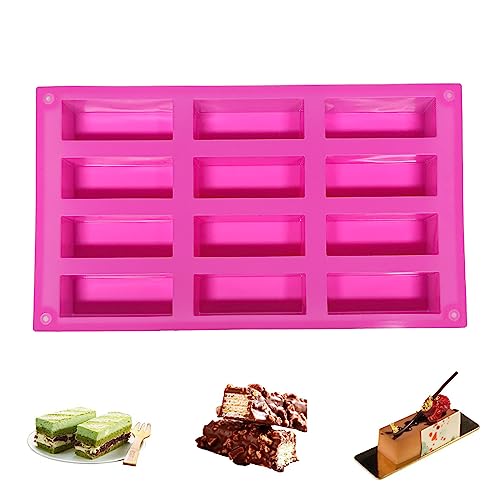 XCSJ Müsliriegel Backform, Riegel Silikonform, Mit 12 Mulden, Gießformen Rechteck, Silikonform Riegel für Müsliriegel, Energieriegel, Brotbrot, Brownie, Schokolade (Rosa) von XCSJ