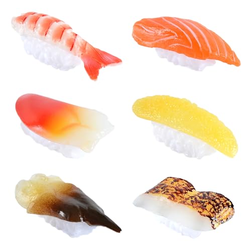 XCSJ Künstliche Sushi Simulation Lebensmittel Modell Realistische Lebensechte Nigiri Realistische Künstliche Lebensmittel für Dekoration, Display, Fotografie Requisiten-6 Stück (A) von XCSJ