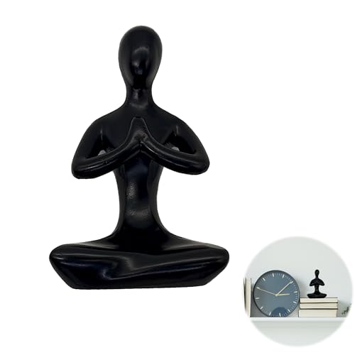 XCSJ Yoga Meditation Figur Schwarz Skulptur Statue Resin Dekor Abstrakte Meditation Yoga Statue Frau Skulptur Deko Schwarze Yoga Figuren für Zuhause, Schlafzimmer, Regal, 2.08×3.15cm, Klein (A) von XCSJ