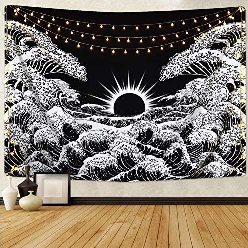 Tapestry Wall Hanging,Kreative Schwarze Weiße Meer Welle Sonnenuntergang Landschaft Wandteppich Wandbehang 3D Druck Wand Tuch Wandteppiche Home Decor Große Größe Wand Teppich Yoga Matte Strand Han Tapestry Wall Hanging,Kreative Schwarze Weiße Meer Welle Sonnenuntergang Landschaft Wandteppich Wandbehang 3D Druck Wand Tuch Wandteppiche Home Decor Große Größe Wand Teppich Yoga Matte Strand Han von XCSLH
