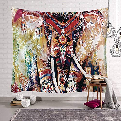 XCSLH Tapestry Wall Hanging,Bunte Ethnische Elefant Wandteppich Große Größe Hippie Tier 3D Gedruckt Wandteppiche Strand Tuch Teppich Yoga Matte Nordic Art Home Hintergrund Wand Dekor, 180Cmx230Cm von XCSLH