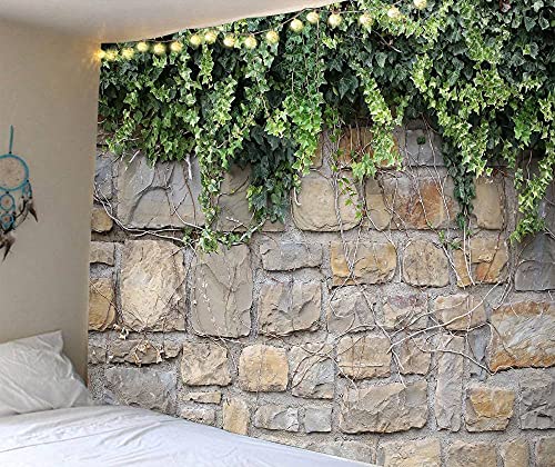 XCSLH Tapestry Wall Hanging,Große Pflanze Steinmauer 3D Gedruckte Hängende Stoff Hintergrund Wandverkleidung Nordic Home Decoration Wanddecke Wandteppich Schlafzimmer Wandbehang Teppich, 180Cmx230Cm von XCSLH