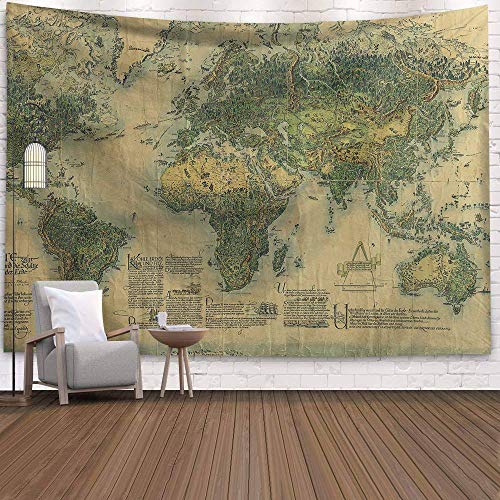 XCSLH Tapestry Wall Hanging,Kreative Grüne Weltkarte Wandteppich Wandbehang Große Größe Strand Tuch Teppich Yoga Matte Nordic Home Kunst Wandteppiche Hintergrund Dekor, 150Cmx200Cm von XCSLH