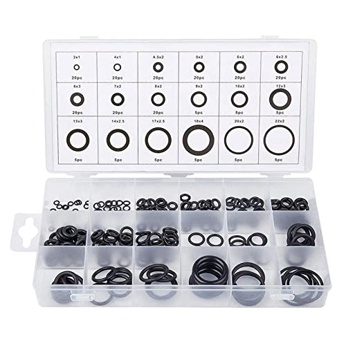 225tlg Dichtungsringe Set 18 Verschiedenen Größen Gummidichtungen 3-22mm Dichtungsset Schwarz Gummidichtungsring Geeignet für Sanitär und Autoreparaturen Geräte Lager Pumpen Wasserhähne Riemenscheiben von XCVCVB