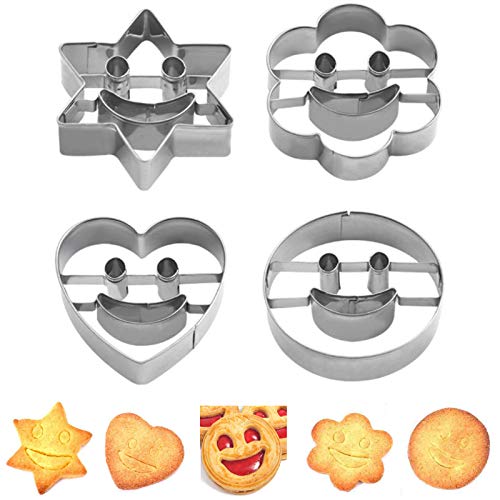 Smiley Keksform Smiley Keksausstecher Set Edelstahl Ausstecher Set Plätzchen Weihnachten Backzubehör Stern Rund Herz Dreieck Blumen Geometrie für DIY Ausstechformen Gebäckwerkzeuge lustiges Gebäck von XCVCVB