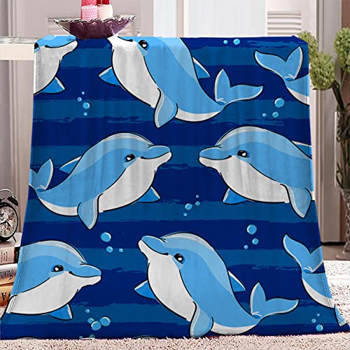 Kuscheldecke 100x130 Delfin, Flanell Fleecedecke 3D Delfin Weiche und Warme Decke, als Sofadecke Wohndecke Tagesdecke Wolldecken, für Kinder Erwachsene von XCWDC