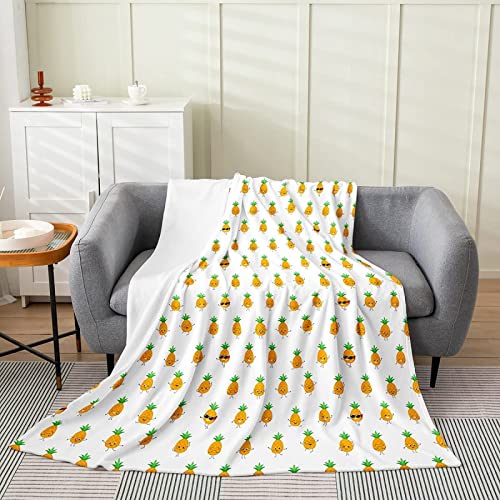 Kuscheldecke 130x150 Ananas, Flanell Fleecedecke 3D Persönlichkeit Weiche und Warme Decke, als Sofadecke Wohndecke Tagesdecke Wolldecken, für Kinder Erwachsene von XCWDC