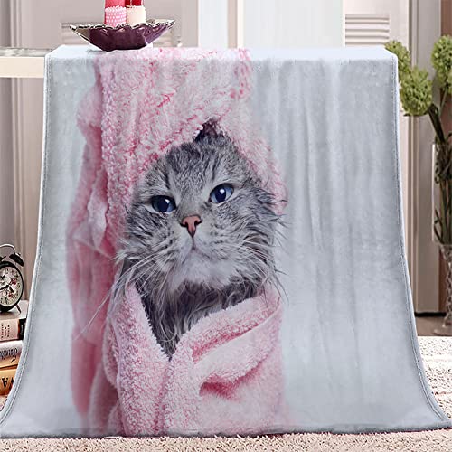 Kuscheldecke 130x150 süße Katze, Flanell Fleecedecke 3D süße Katze Weiche und Warme Decke, als Sofadecke Wohndecke Tagesdecke Wolldecken, für Kinder Erwachsene von XCWDC