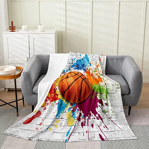 Kuscheldecke 150x200 Basketball, Flanell Fleecedecke 3D Graffiti Weiche und Warme Decke, als Sofadecke Wohndecke Tagesdecke Wolldecken, für Kinder Erwachsene von XCWDC