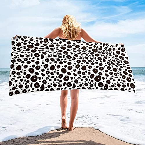 Mikrofaser Strandtuch Leopardenmuster Groß 90x180 cm, 3D Badetuch Schwarz Und Weiß Weiches Leicht Handtuch Schnelltrocknend Sandfreies Strandhandtuch für Erwachsene Kinder von XCWDC