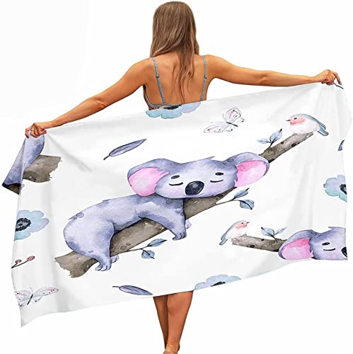 Mikrofaser Strandtuch Süßer Koala 70x150 cm, 3D Badetuch Tier Weiches Leicht Handtuch Schnelltrocknend Sandfreies Strandhandtuch für Erwachsene Kinder von XCWDC