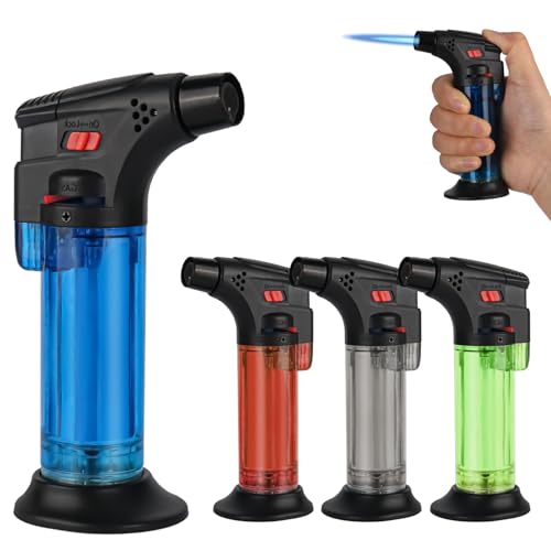 XCWTBL 4 Stück Jetflame Feuerzeug,Mini Fackel Feuerzeuge Einstellbaren & Wind Widerstand Flamme Sturmfeuerzeug Gas Brenner mit Jet Flamme nachfüllbar Butan nachfüll(Butan Gas Nicht enthalten) von XCWTBL