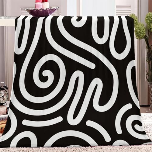 XCWYF Kuscheldecke Flauschige abstraktes Schwarz-Weiß-Muster Wohndecke extra weich warm Flanell Fleecedecke, Falten beständig Anti-verfärben als Sofadecke oder Bettüberwurf 130x150cm von XCWYF