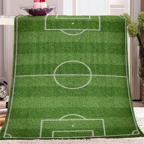 XCWYF Kuscheldecke Fußballfeld 100x130cm Decke Wohndecke Tagesdecke Sofadecke Fleecedecke Mikrofaser Flauschig Weiche Warm Couchdecke von XCWYF