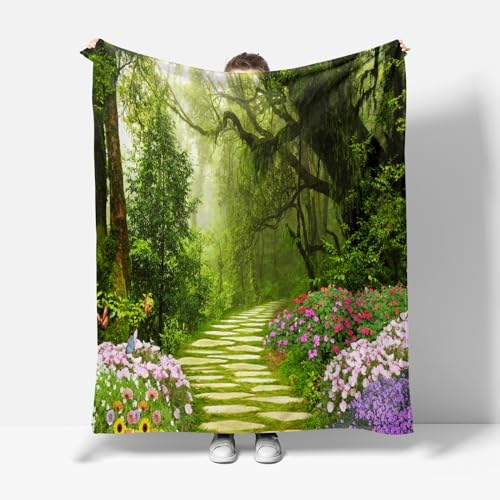 XCWYF Kuscheldecke Waldgarten 180x200cm Flauschig Fleecedecke Wolldecke Sofa überwurfdecke für Zimmer deko, Geschenke für Frauen Erwachsene Kinder von XCWYF