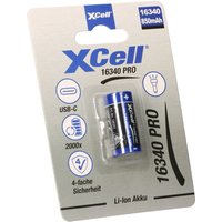 CR123A 16340 Pro Li-Ion Akku 3,6V 850mAh mit usb-c - Xcell von XCell