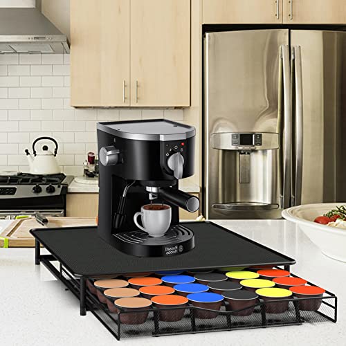 Kaffeekapsel-Aufbewahrungsbox und Kaffee-Sockel 2 in 1, Schubladen für Kaffeekapseln, Kaffeesackhalter, Schubladenbox zur Aufbewahrung von Kaffeekapseln, Fassungsvermögen: 36 Kapseln. (Schwarz) von XDAILUYYDS