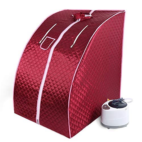 Mobile Mini Dampfsauna, Heimsauna Wärmekabine, Sitzsauna Saunakabine, Heimsauna mit Fernbedienung (75 * 35 * 25cm/Rot/mit Dampfer) von XDAILUYYDS