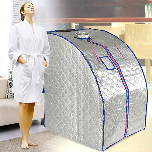 Mobile Mini Infrarotsauna, Heimsauna mit Fernbedienung, Infrarot-Saunabox, Heimsauna mit Fernbedienung (80 * 70 * 98cm/Silbrig/Mit 4-Heizplatten) von XDAILUYYDS