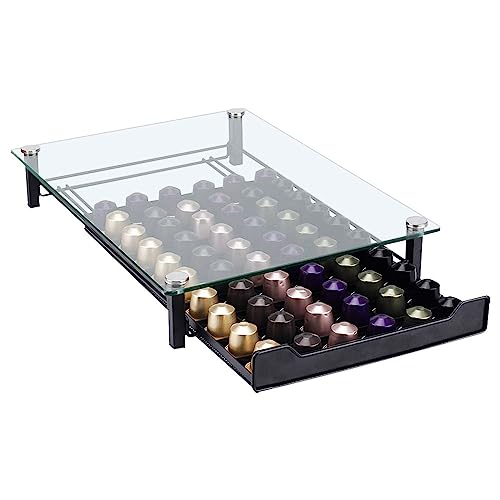 Schubladen für Kaffeekapseln, Kapselhalter Kapselschublade zur Aufbewahrung, Kaffeekapselhalter Schubladenbox zur Aufbewahrung für Nespresso Kapsel (41 * 29 * 7CM/60 Kapseln/transparent) von XDAILUYYDS