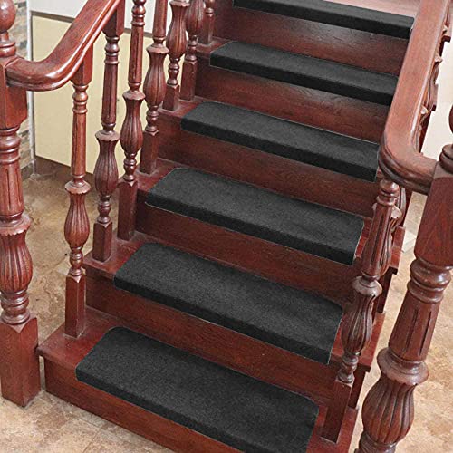 Stufenmatten, Treppenstufen Matten 15er Set, Anti-Rutsch Treppen Treppenstufen 65*25cm Kann Geschnitten Werden, Stufenschutz Stufenteppich Innenbereich für Kinder Ältere und Hunde. (Schwarz) von XDAILUYYDS