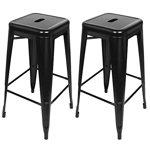 XDAILUYYDS Barhocker 2er Set, Metall-Barhocker Stapelbar Barstühle, Moderne Vintage Industrial Metallstühle Küchenstühle, Hochstuhls (C-2pcs/schwarz) von XDAILUYYDS