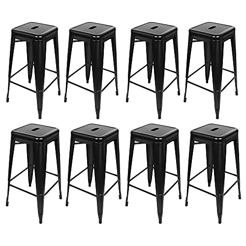 XDAILUYYDS Barhocker 4er Set, Metall-Barhocker Stapelbar Barstühle, Moderne Vintage Industrial Metallstühle Küchenstühle, Hochstuhls (C-8pcs/schwarz) von XDAILUYYDS